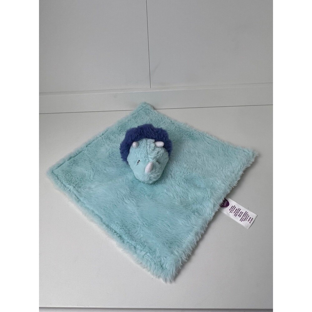 Parents Choice Triceratops Blue 12" Satin Baby Lovey Security Blanket Dino